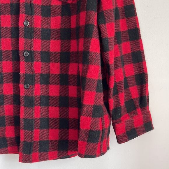 Vintage L. L. Bean wool blend buffalo plaid button down shirt jacket shacket  L - Picture 4 of 7